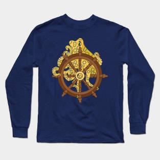 Blue ringed octopus and ship wheel Long Sleeve T-Shirt